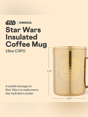 Corkcicle x Star Wars C-3PO Insulated Coffee Mug - Gold